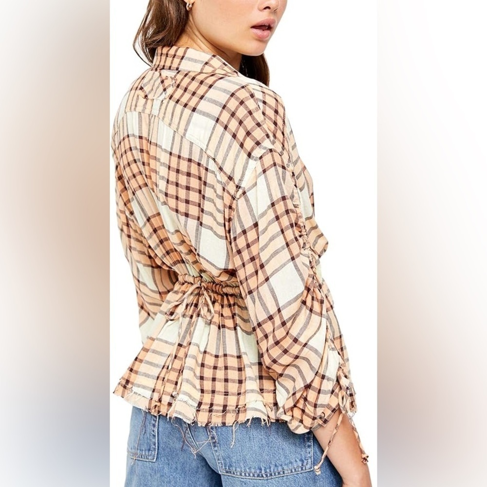 Free People Pacific Dawn Drawstring Plaid Shirt - Picture 4 of 4
